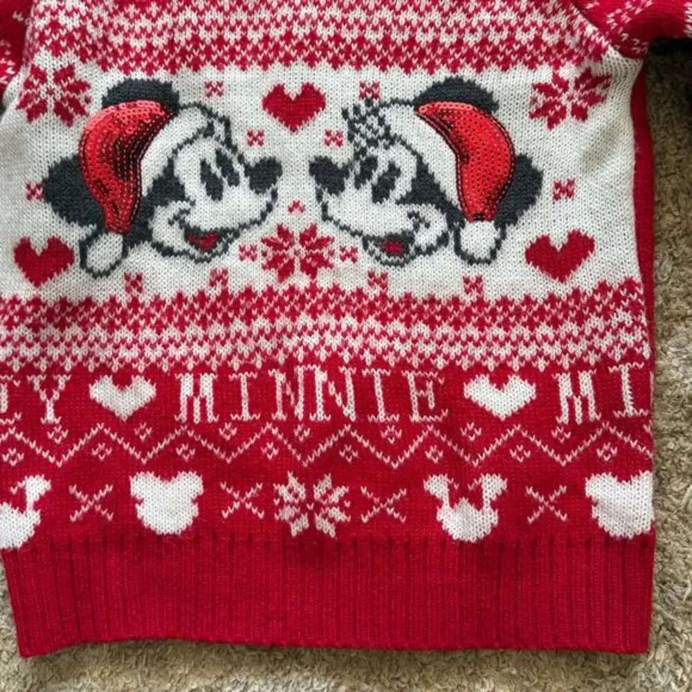 Disney Mickey Minnie Christmas Sweater Size 5T Red Holiday Fair‎ Isle Winter